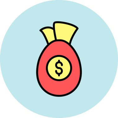 Para çantası ikonu. Taslak para çantası vektör rengi düz izole