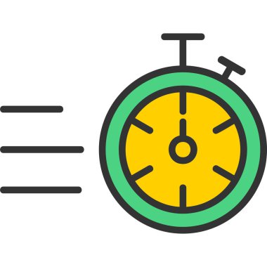 Kronometre simgesi. Özet kronometre vektör rengi düz izole