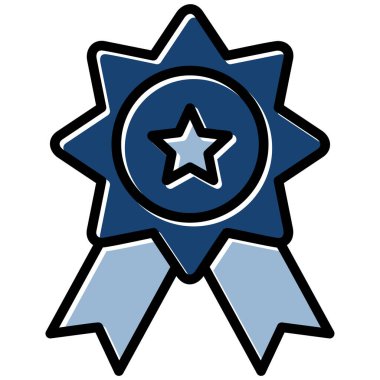 Rozet ödülü simgesi doldurulmuş taslak biçimi