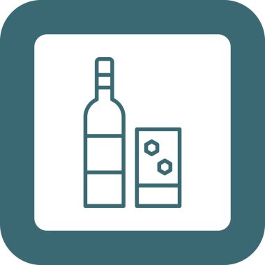 şişe ve şarap ikonu vektör illüstrasyonu