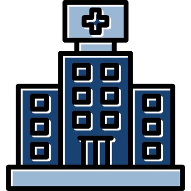Hastane binası simgesi, vektör illüstrasyonu basit tasarım