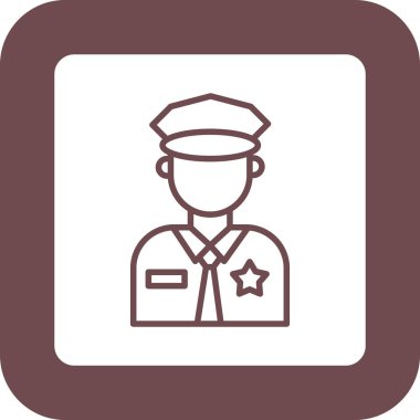 Polis vektör ikonu. Bu yuvarlak vektör sembolü pembe renklerle çizilmiş ve beyaz arkaplanda izole edilmiştir..