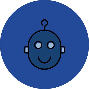 Bir robotun şirin çizgi film ikonunun vektör çizimi