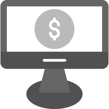 Dolar simgesi olan bilgisayar ekranı, basit vektör illüstrasyonu