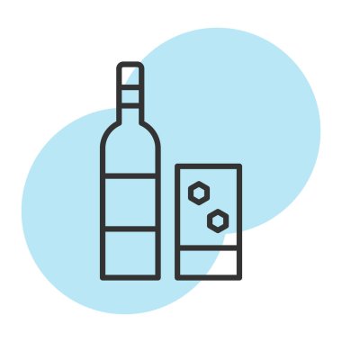 şişe ve şarap serisi ve doldurma tarzı simgesi