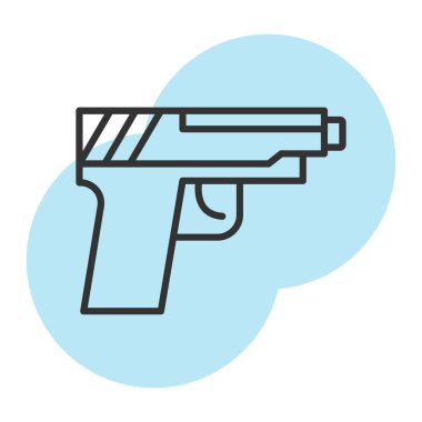 Silah ikonu vektörü. İnce çizgi işareti. İzole edilmiş kontür sembolü gösterimi