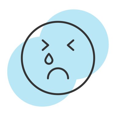 Ağlayan emoji simgesi vektörü web ve mobil uygulama tasarımınız için beyaz arkaplanda izole edilmiş, üzgün emoji logosu konsepti