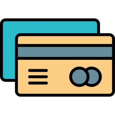 Kredi kartı ikonu. Taslak kredi kartı vektör rengi izole edildi