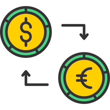 Para değişimi renk simgesi. Dolar işaretli para