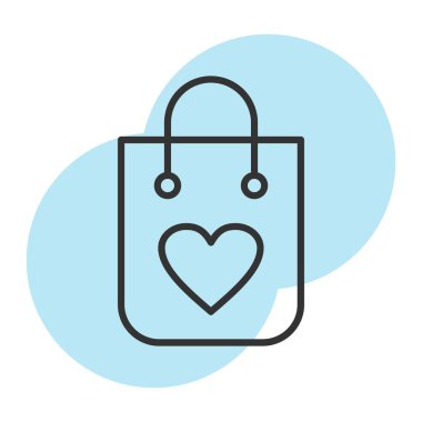 Kalp vektör simgesi içeren alışveriş torbası