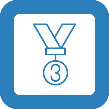 Ödül vektör simgesi. biçim çift renkli yuvarlak semboldür, kobalt ve gri renkler, yuvarlak açılar, beyaz arkaplan.