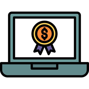 madeni para simgesi renk ana hatlı dizüstü bilgisayar