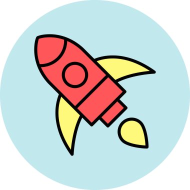 Roket. Web simgesi basit illüstrasyon