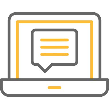 Sohbet simgesi, vektör illüstrasyonlu bilgisayar monitörü