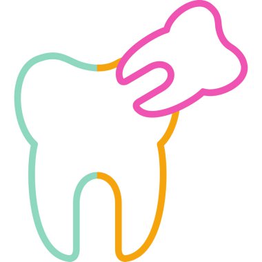 Diş ikonu. Web için diş vektörü simgelerinin özet çizimi