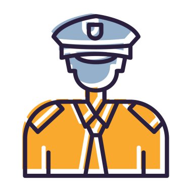 Polis memuru ikonu. Beyaz arkaplanda izole edilmiş polis polis vektör simgesi çizgisi