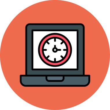 saat simgesine sahip bilgisayar ekranı, basit tasarım