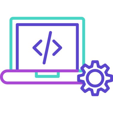 Düz biçimli kodlama web geliştirme simgesi