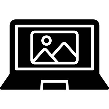 Laptop ikonlu fotoğraf makinesi. Basit tasarım