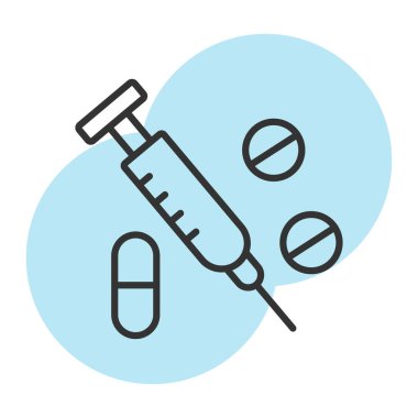 Enjeksiyon simgesi, vektör illüstrasyonu.