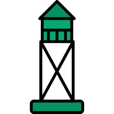 kule simgesi. Web için kule vektör simgelerinin özet çizimi