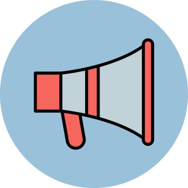 Megafon simgesi. Megafon vektör simgesi web için anahat çizimi