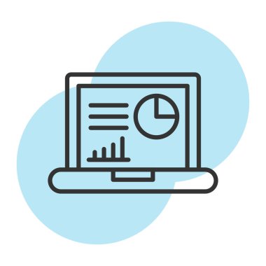 grafik çizelgesi çizgisi olan dizüstü bilgisayar ve biçim ikonu vektör tasarımını doldur