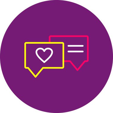 Aşk sohbet ikonu çizgi tasarımının vektör illüstrasyonu. güzel ve mor illüstrasyon sevgililer günü simgesi olarak kullanılabilir.