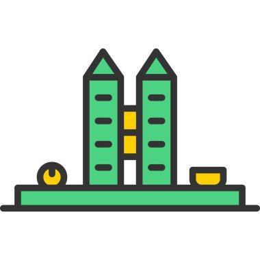 şehir vektörü düz renk simgesi