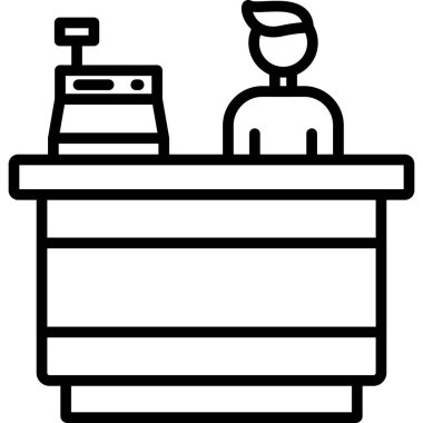 Resepsiyon ikonu. Beyaz arkaplanda izole edilmiş web tasarımı için ana hat karşılama vektör simgesi