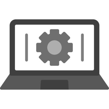 beyaz arkaplan vektör illüstrasyonunda dizüstü bilgisayar ve dişliler