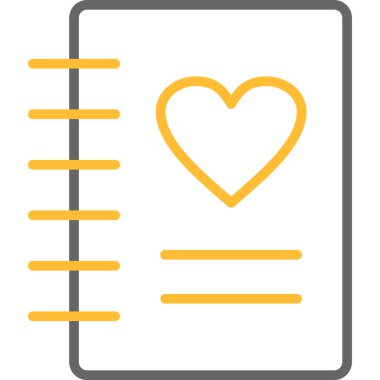 Not simgesi olan kalp. Web için not vektör simgelerinin özet çizimi