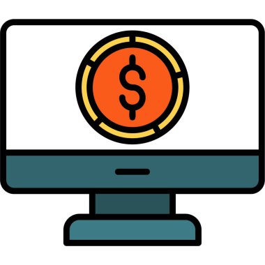 Dolar parası çevrimiçi simgesi - taslak biçimi