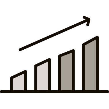 ok ikonlu grafik. Beyaz arkaplanda izole edilmiş web tasarımı için büyüme vektör simgesi çizelgesi