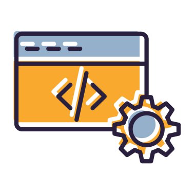 Web geliştirme düz simgesi, vektör, illüstrasyon
