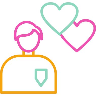 Çift kalp aşk simgesi düz stil