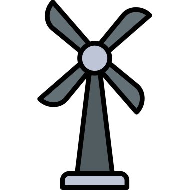 Rüzgar oluşturucu simgesi renk ana hatları vektörü