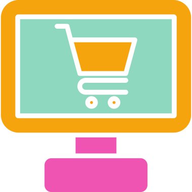 online cart düz vektör simgesi