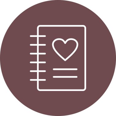 Kalp ikonlu defter. vektör illüstrasyonu