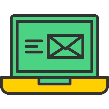 dizüstü bilgisayar e- posta simgesi. Web için e-posta vektör simgelerinin özet çizimi