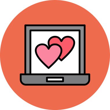 laptop kalp simgesi, modern tasarım vektör çizimi