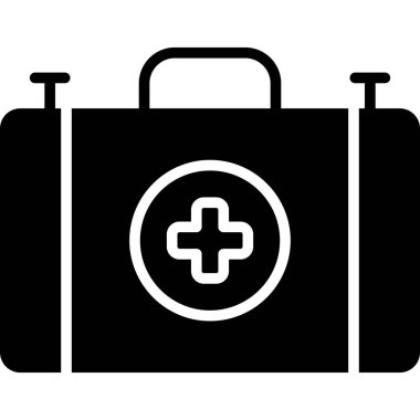 bavul ve tıbbi durum simgesi, basit vektör illüstrasyonu