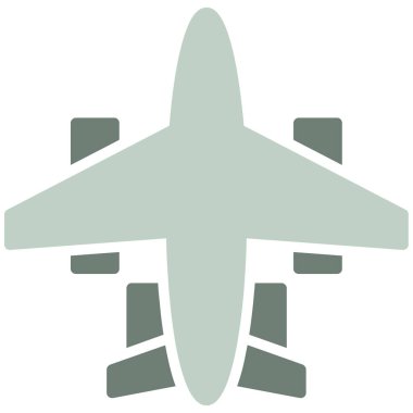 Uçak ikonu. Vektör biçimi düz sembol, yumuşak yeşil renk, yuvarlak açılar, beyaz arkaplan