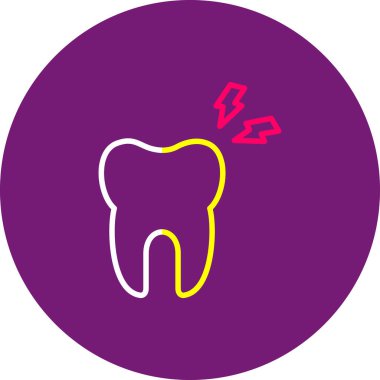 Beyaz arka planda izole edilmiş renk diş taşıma simgesi. Diş çürüğü. Gradyan daire dinamik düğmesi. vektör.