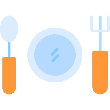 Çatal çatal kaşığı simgesi düz stil