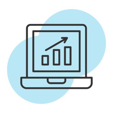 istatistik vektör illüstrasyon tasarımlı bilgisayar ekranı