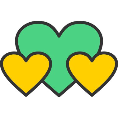 Yonca ikonlu kalp. Yonca vektör simgesi rengi düz izole edilmiş kalp çizgisi