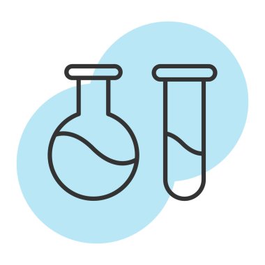 Test tübü çizgi simgesi, vektör, laboratuvar matarası ana hatları işareti, konsept, sembol, illüstrasyon