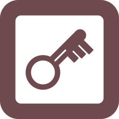 İlkel düğmelerdeki anahtar simgesi renk seti ayarla. Bu yuvarlak kare düz sembol beyaz arkaplanda kobalt ve gri renklerle çizilir.