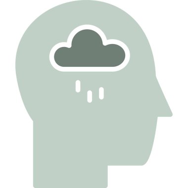 Beyin baş simgesi düz stil düşünüyor